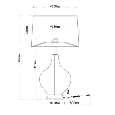 Decorative table lamp Arte Lamp SaipH A5051LT-1PB, E27, 60 W, 38x38x65 cm, copper, white-4