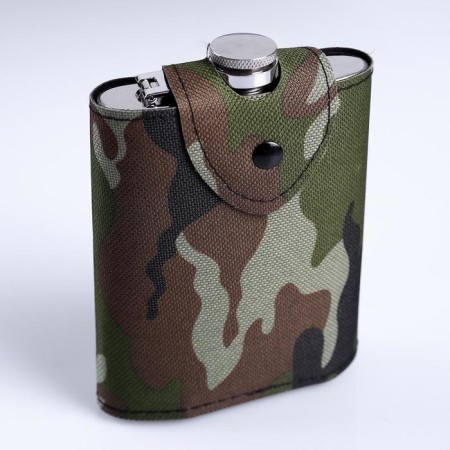 Flaw for alcohol and water, 240 ml, "Colonel", stainless steel, cover, gift, army, 8