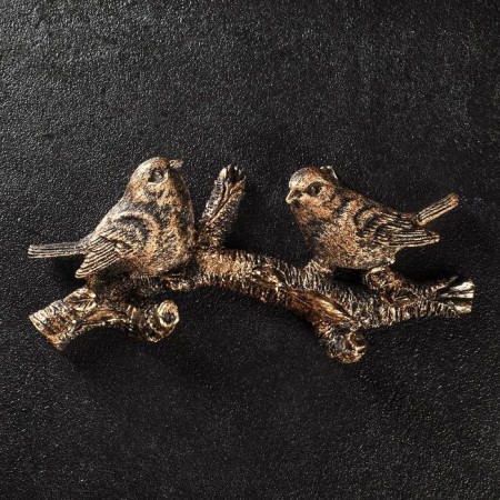 Suspended decor "A branch with two birds" bronze