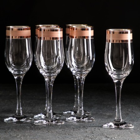 A set of champagne “Empire” champagne, 200 ml, 6 pcs, color ruby