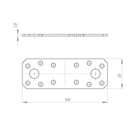 Fasten plate, 100 x 35 x 2 mm, Gotz-2