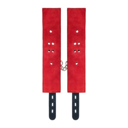Toyfa Theatre shackles, leather, 28 cm, red color-6