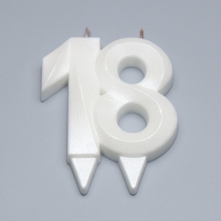 Candle in the cake jubilee "Face + Fountain", number "18", pearl, 6.5 cm-2