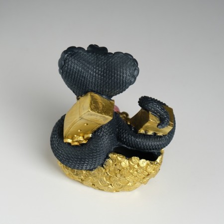 Piglite Polystone "Dark Snake on Coins" 8.3x6.3x10.2 cm-4