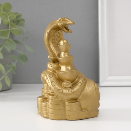 NECKE Polystone "Cobra with gold ingots" 8x8.7x13.5 cm-1