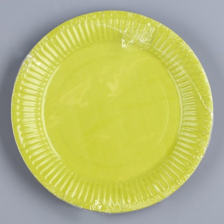 Disposable paper plate "yellow-green", plain, 18 cm-4