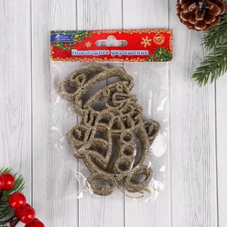 Jewelry decoration "Brilliant Snowman" (set 4 pcs) 7x11 cm, gold-3