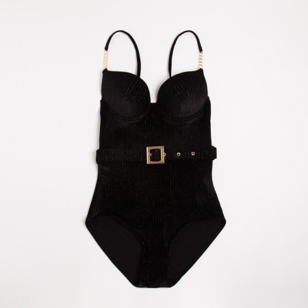 Women's swimsuit minku velvet, black color, size 44-5