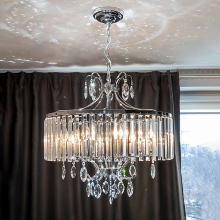 Suspended chandelier Citilux "Inga" CL335181, 59x58x120 cm, 8x60W, e14, gray color-4