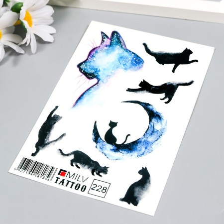 Tattoo on the body "Moon Cat" 10x15 cm-1