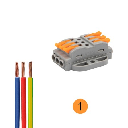 Terminal of QMS 222-423p Passing 3 poles, with an mounting platform (0.08-4 mm²), gray (25 pcs.-3