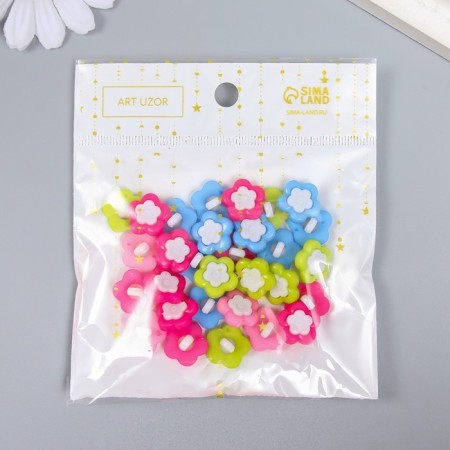 A set of buttons of decorative plastic "Flower with an insert" set 30 pcs 1.4x1.4 cm mix-3