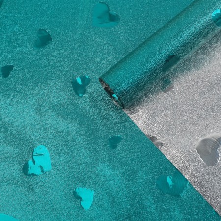 Metallized "heart", turquoise, 0.7 x 2 m