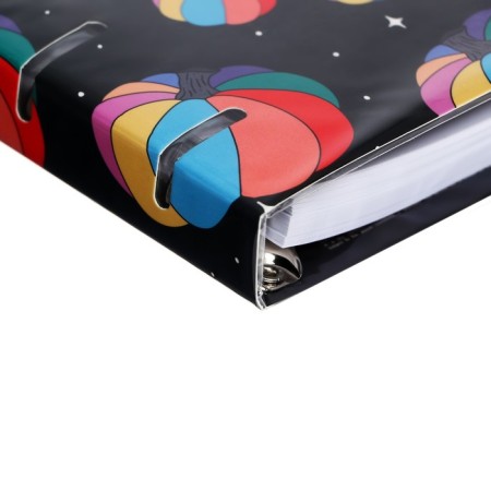 A notebook on rings A5 120 sheets in the Lorex "Neon. The Illusory Things" cage, with a change of block, a plastic cover, with stickers-2