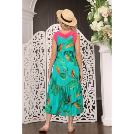 Sarafan female, size 42, turquoise color-10