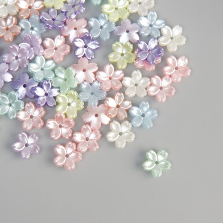 Beads for creativity plastic "Flower" color pearl set 50 pcs 1x1x0.3 cm-2