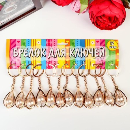 Metal keychain "Drop" rhinestones gold 10.6x2.8x2.8 cm-2