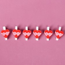 Decorative clothing “hearts with a bow” set 6 pcs., 2 × 11.5 × 16 cm