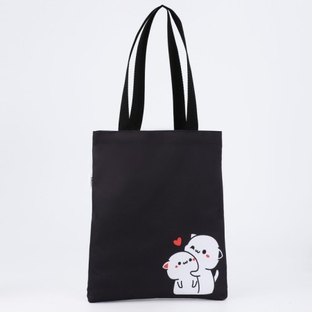 Shoper bag without fastening, black color-1