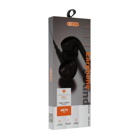 Nausiki BYZ S870, wired, inserts, microphone, 3.5 mm, 1.2 m, black-2