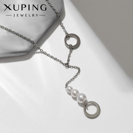 Coop Xuping rings with beads, white color in silver, 40 cm