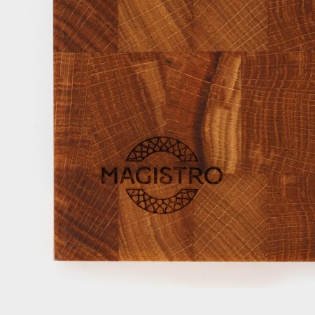 Board cutting end magistro, oak, with metallic gastrointestinal capacity, 30.5 × 16.5 × 5 cm, in a craft box-14