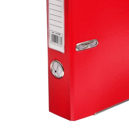 A4, 50 mm, calligrata, PVC, embossing "flax", metal edging, pocket for a spine, assembled, red, mix-1