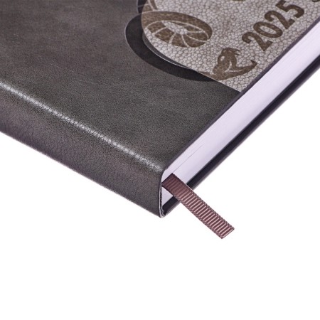 Dated diary 2025, A5, 176 sheets, Hong Kong, solid cover, pancake embossing, with liesse, block 80 g/m2, graphite-2