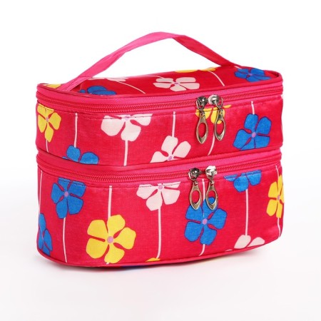 Cosmetic bag, 2 parts on lightning, raspberry color