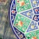 Round Laragan "Rishtan", 36 cm, green, white-blue ornament