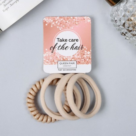 Hair elastic band "Vasilisa" (set 4 pcs) classic, 4 cm, mix