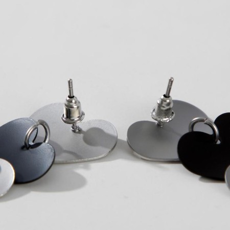 Earrings Metal "Trend" hearts, black-silver color-2