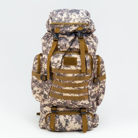 Tourist backpack "Adventure" male, 70 l, oxford, camouflage gray number-1