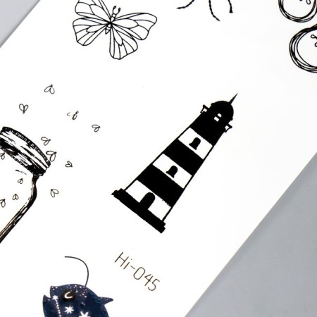 Tattoo on the body phosphorus "lighthouse/vases" mix 6x10.5 cm-3