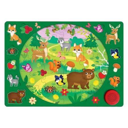 Puzzle wooden musical "Forest and its inhabitants"