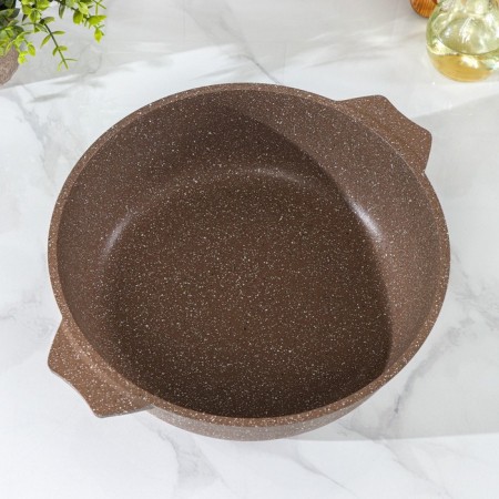 Granite Brown, 4 L, h = 8.5 cm, glass cover, anti -stick coating, brown color-3