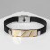 Bracelet male "style" rectangle with carved, black color with silver-gold, 22 cm