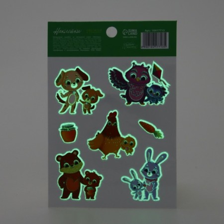 Children's stickers with a luminous layer "Pets", 11 x 16 cm-2