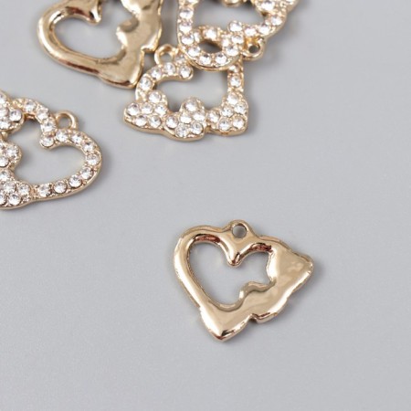 Decor for creativity metal, rhinestones "heart with hearts" gold 1.8x1.5 cm-1
