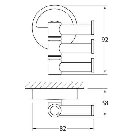 Rotary hook triple, chrome, fbs-1