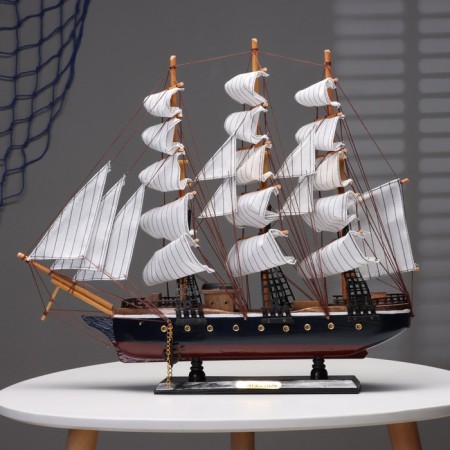 The ship souvenir medium "Fugas", sides dark with a white strip, 45x50x9 cm, mix
