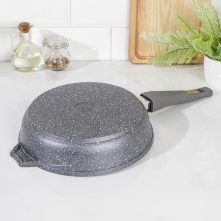 Granite pan, d = 24 cm, removable handle, anti -stick coating, gray color-2