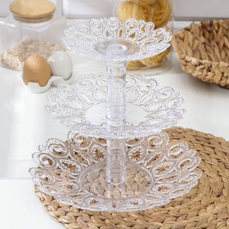 Fruit "Melody", 3-tier 16 cm, 21 cm, 27 cm, transparent color-2