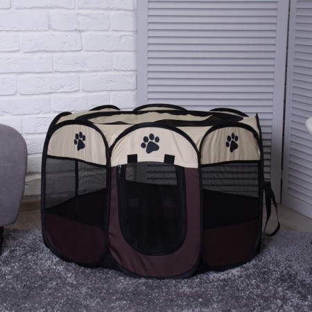 Animal aviary, tent, 8 walls, 70 x 40 cm, brown