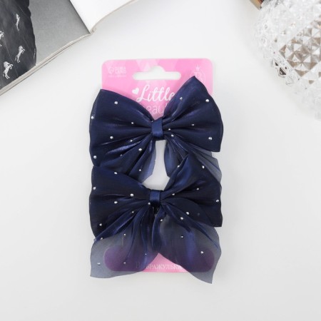 Hair clip "Marta" (set 2 pcs) tenderness shine, 7.5 cm, blue