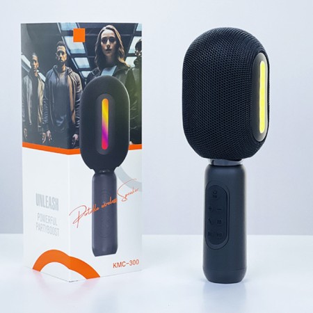 Portable karaoke microphone, 5 watts, 1200 mAh, LED, black-1