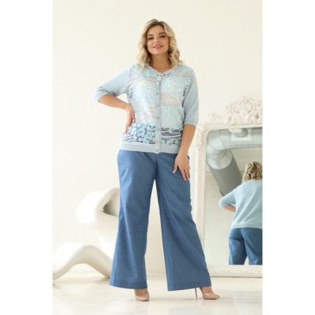 Cardigan female, size 54, blue color-8