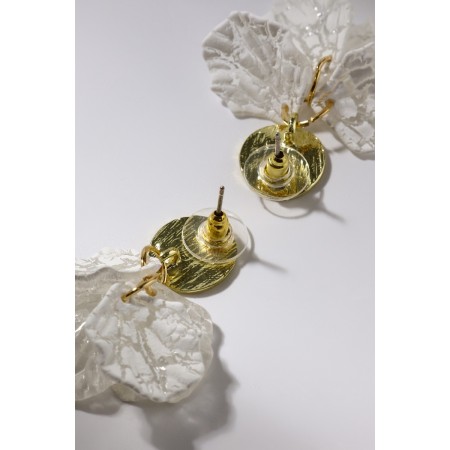 Earrings Assorted "Wind" butterfly, small, white color in gold-8