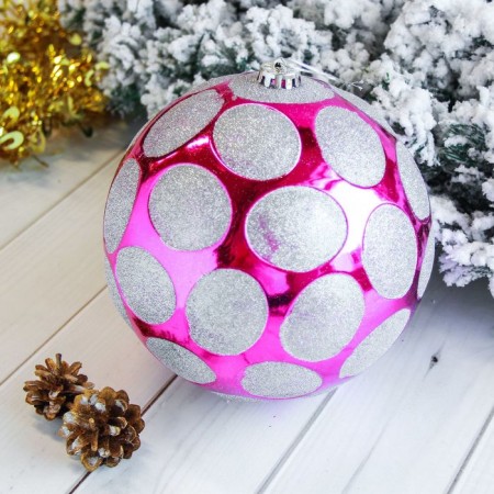 Ball plastic D-20 cm "Silver peas" pink