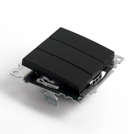 3-clavy switch (mechanism), 250V, 10A, Stekker Series Catherine, Black, GLS10-7108-05-3